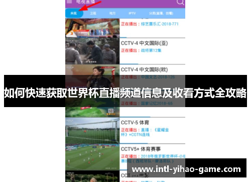 如何快速获取世界杯直播频道信息及收看方式全攻略