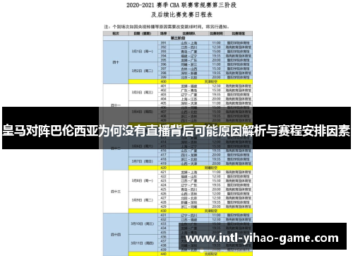 皇马对阵巴伦西亚为何没有直播背后可能原因解析与赛程安排因素 皇马对阵巴伦西亚为何没有直播背后可能原因解析与赛程安排因素